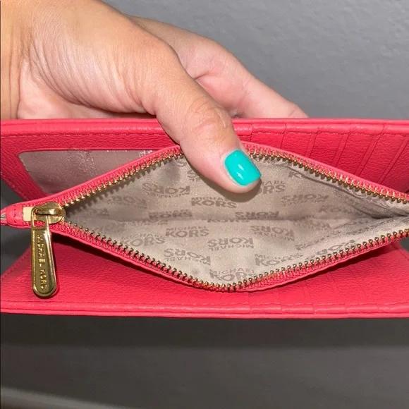 Michael Kors Light/Soft Red Leather Wallet - Picture 9 of 14